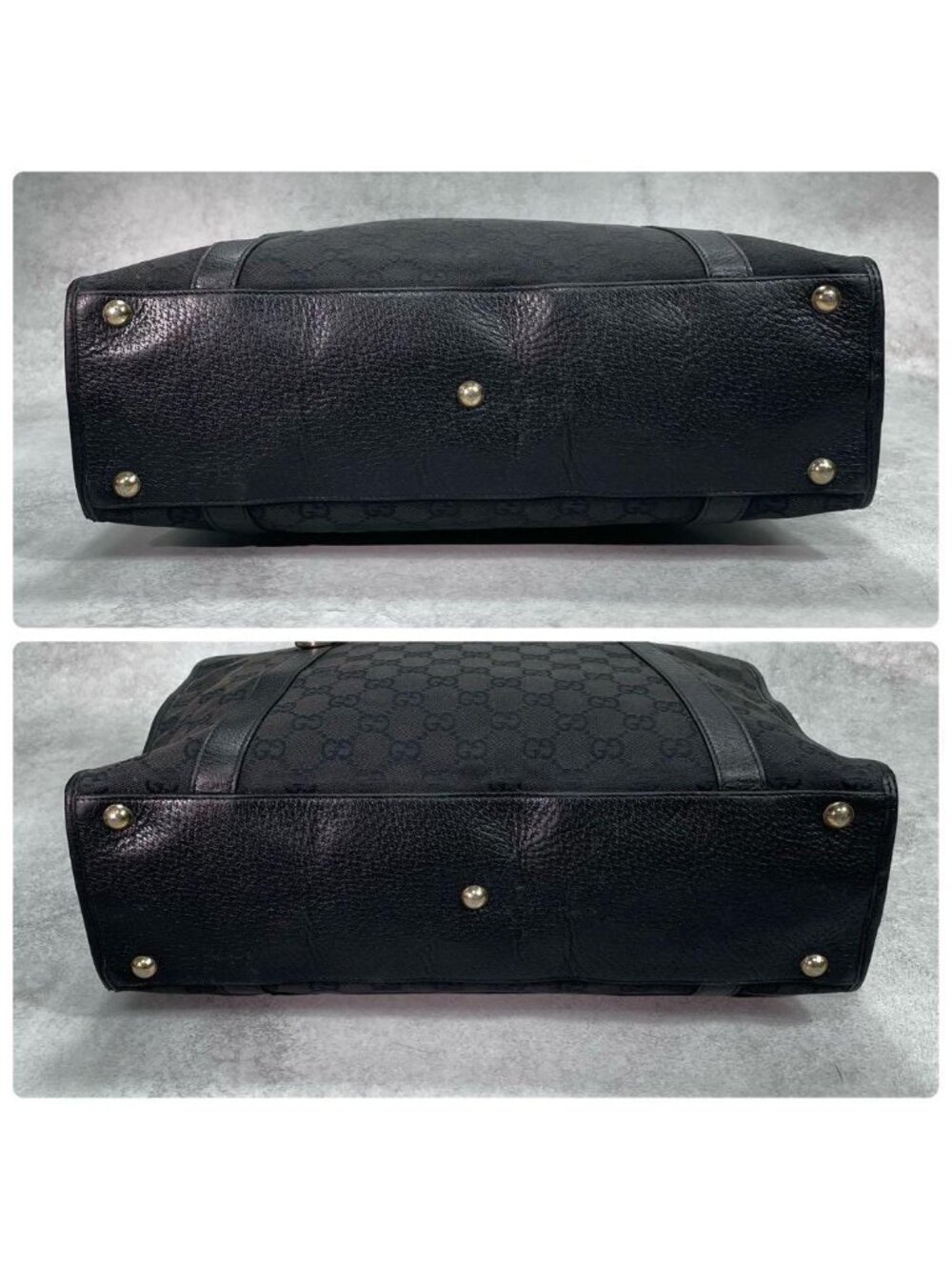 Gucci GG Tote Black Leather Logo Canvas - Picture 8 of 10